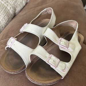 Cat & Jack White w/ Shimmer Sandals and Pink Accents